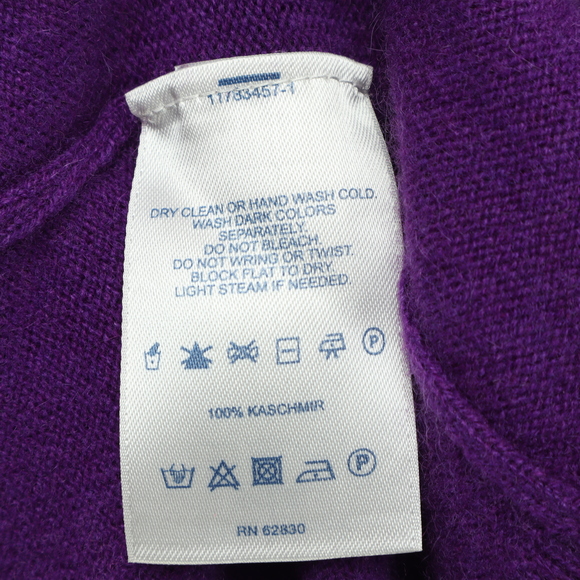 Lands End 100% Cashmere Short Sleeve Crew Neck Sweater Women M/P 10-12 Purple - Picture 7 of 11